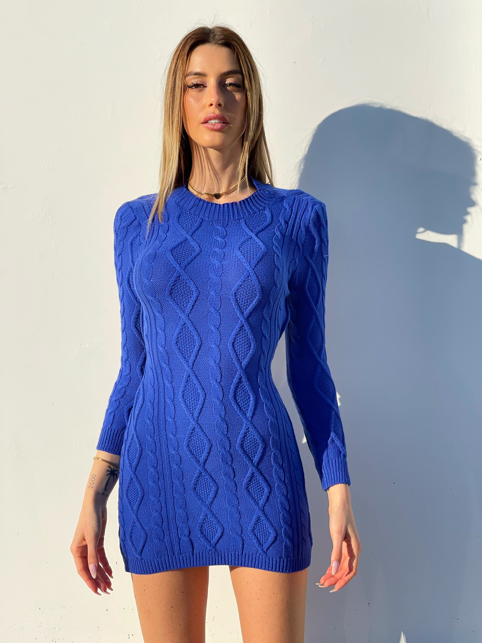 Abito a trecce schiena aperta blu elettrico - R.a. Boutique 
