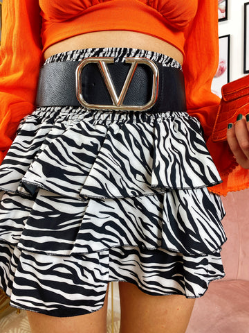Black and white zebra frilled skirt1