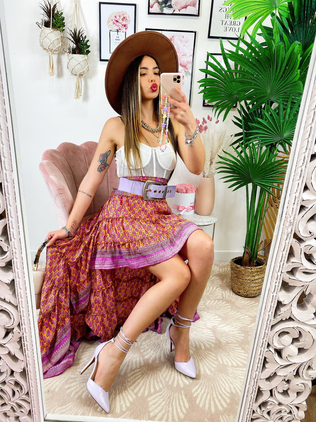 Gonna asimmetrica fuxia arancio - R.a. Boutique 