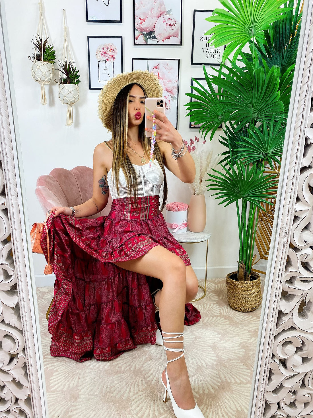 Gonna asimmetrica sfumature bordeaux - R.a. Boutique 