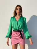 Gonna in ecopelle con zip laterale rosa - R.a. Boutique 