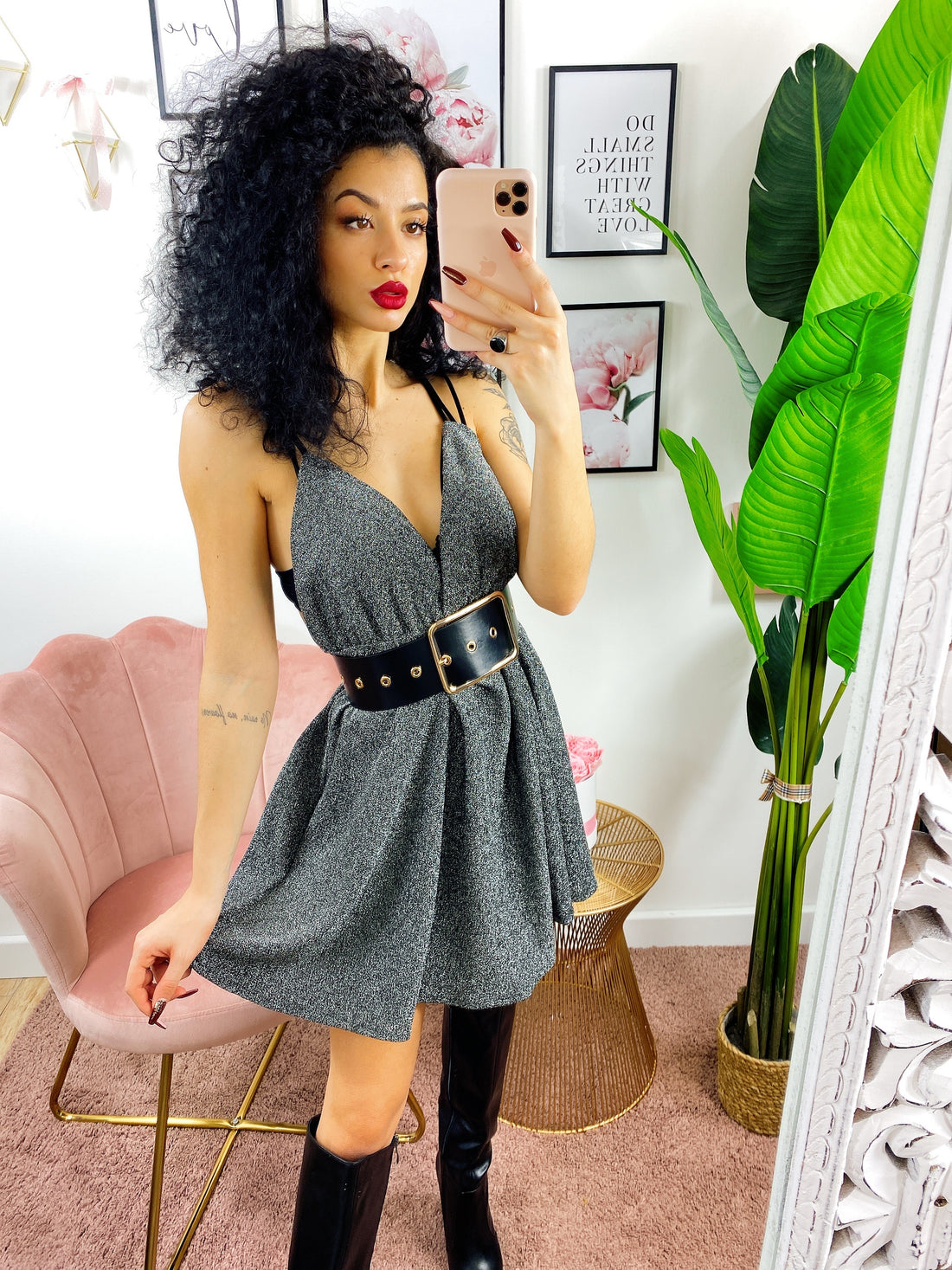 Abito a bretellina glitter argento - R.a. Boutique 