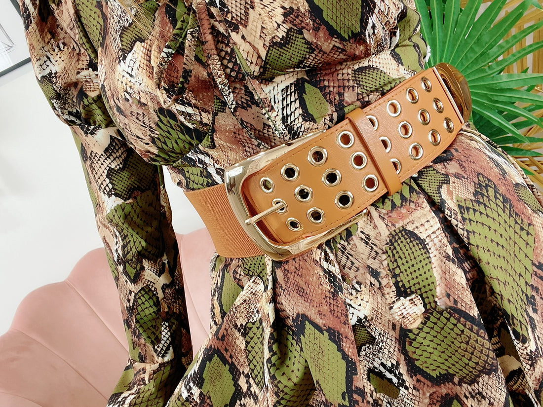 Cinturone elastico camel - R.a. Boutique 