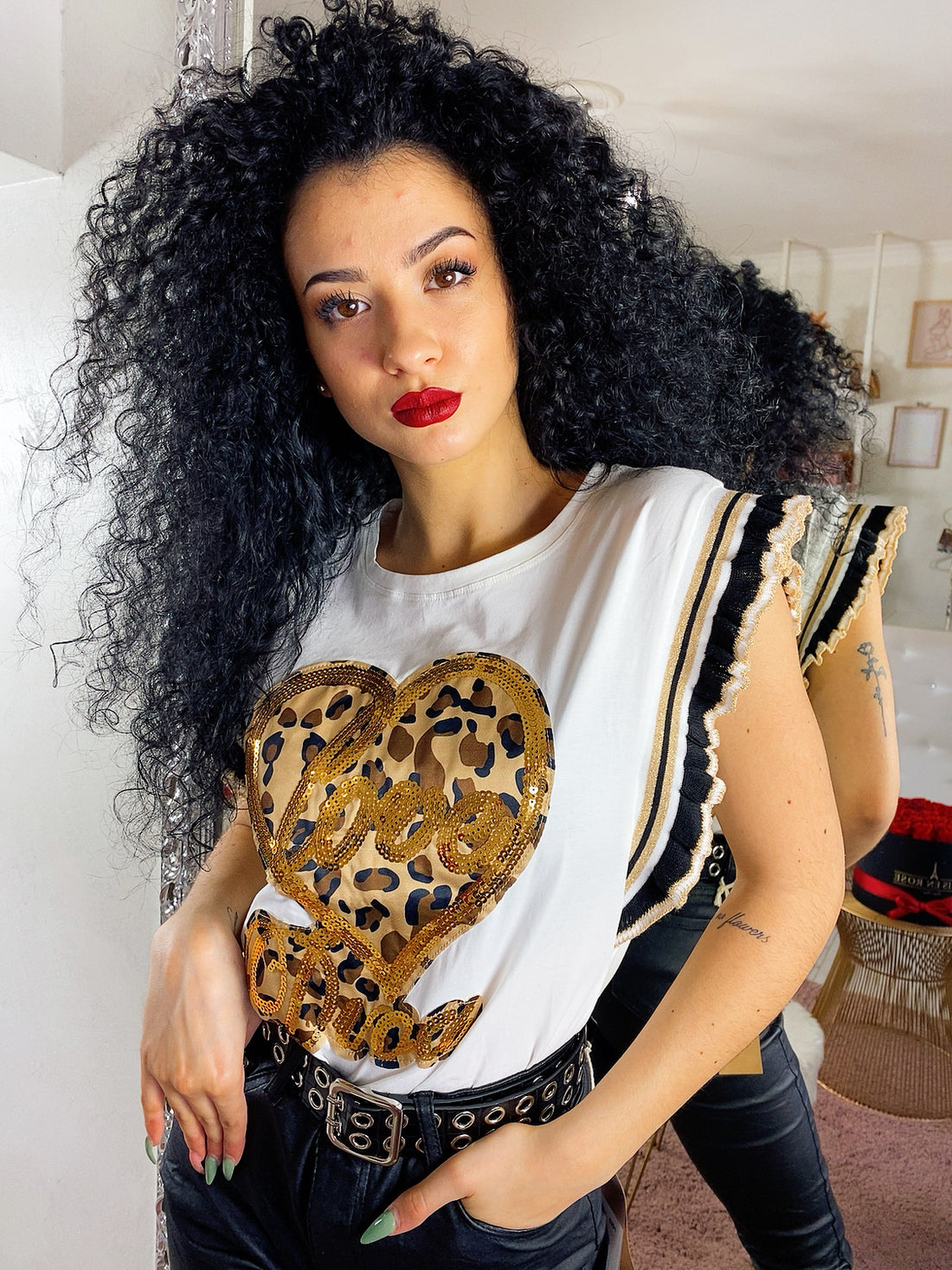 Maglietta con rouge e cuore - R.a. Boutique 