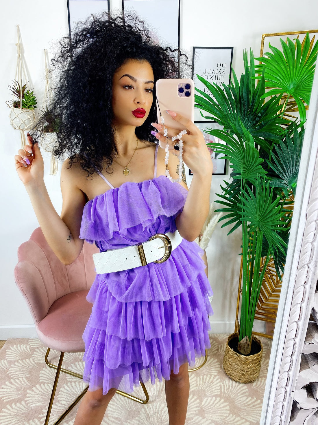 Abito in tulle a balze Venere lilla - R.a. Boutique 