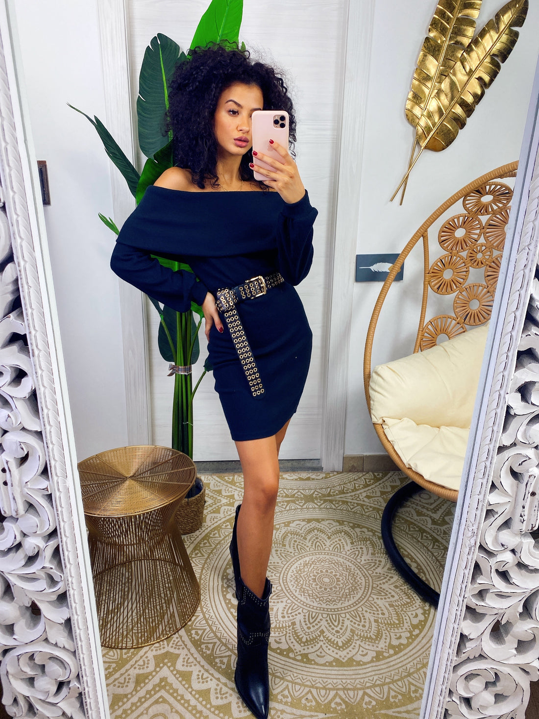 Abito con scollo a barchetta nero - R.a. Boutique 