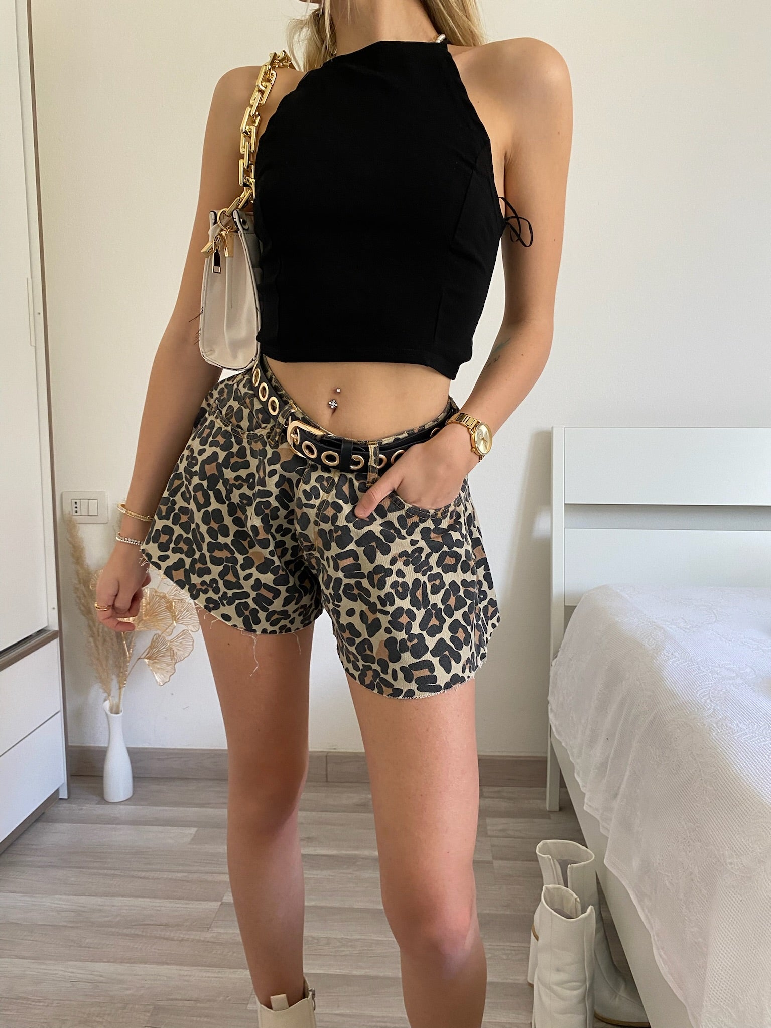 Short a farfalla animalier - R.a. Boutique 