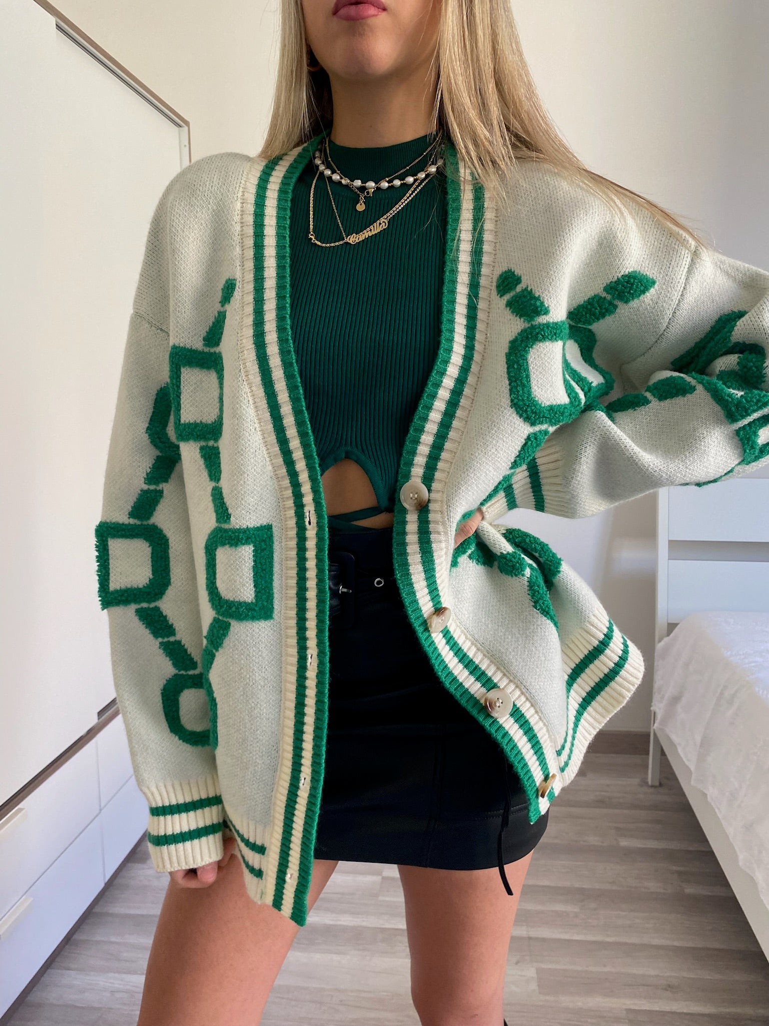 Cardigan influencer verde Top quality - R.a. Boutique 