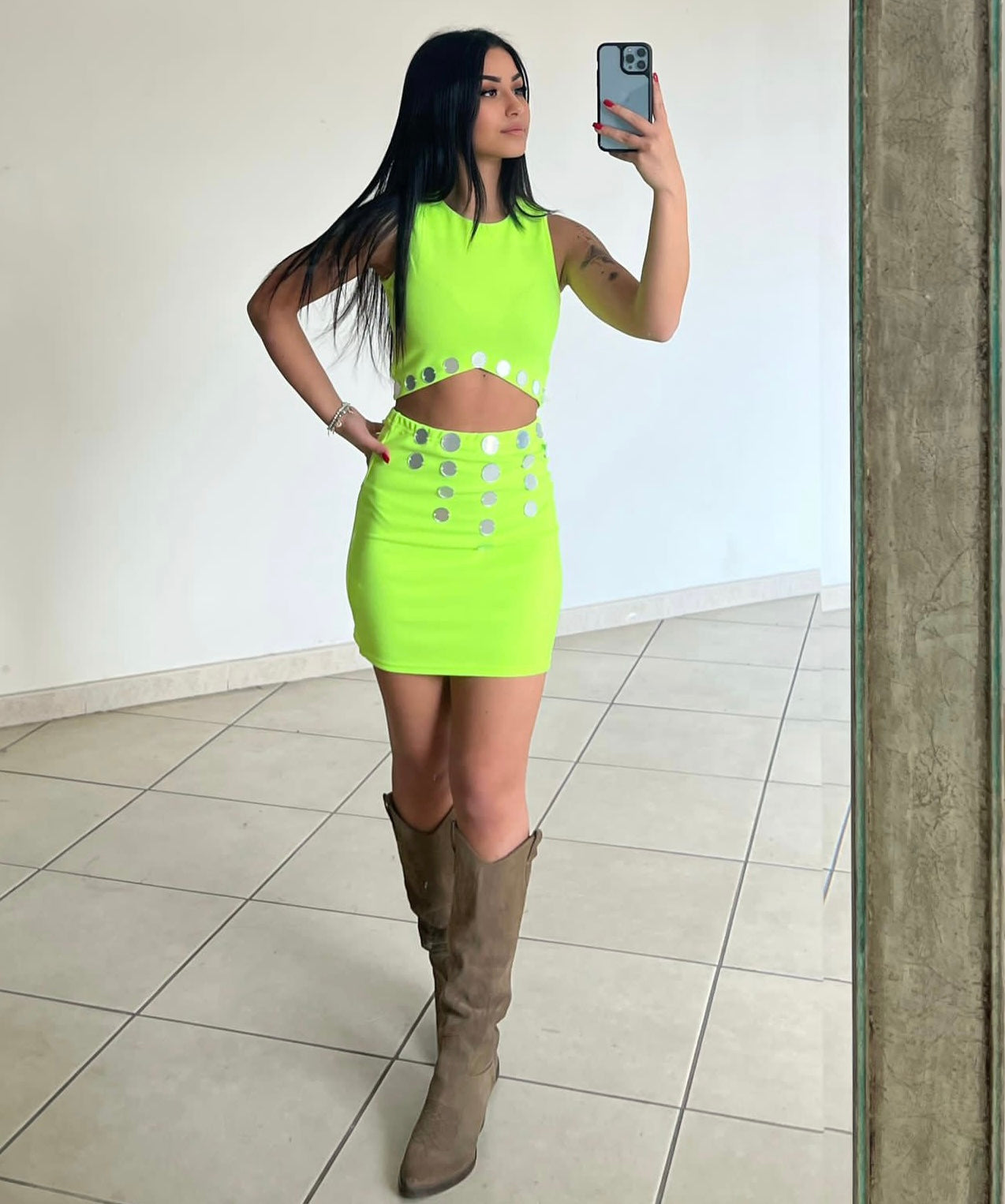 Completo top e gonna lime - R.a. Boutique 