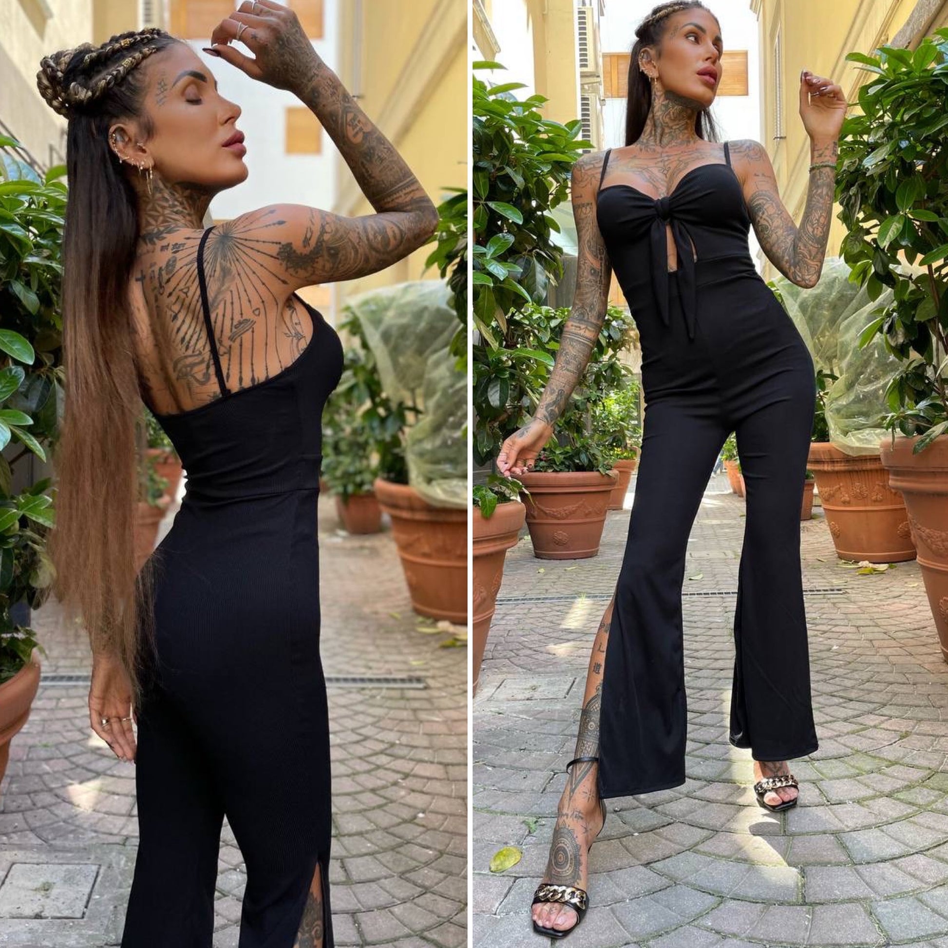 Tuta a costine con fiocco - R.a. Boutique 