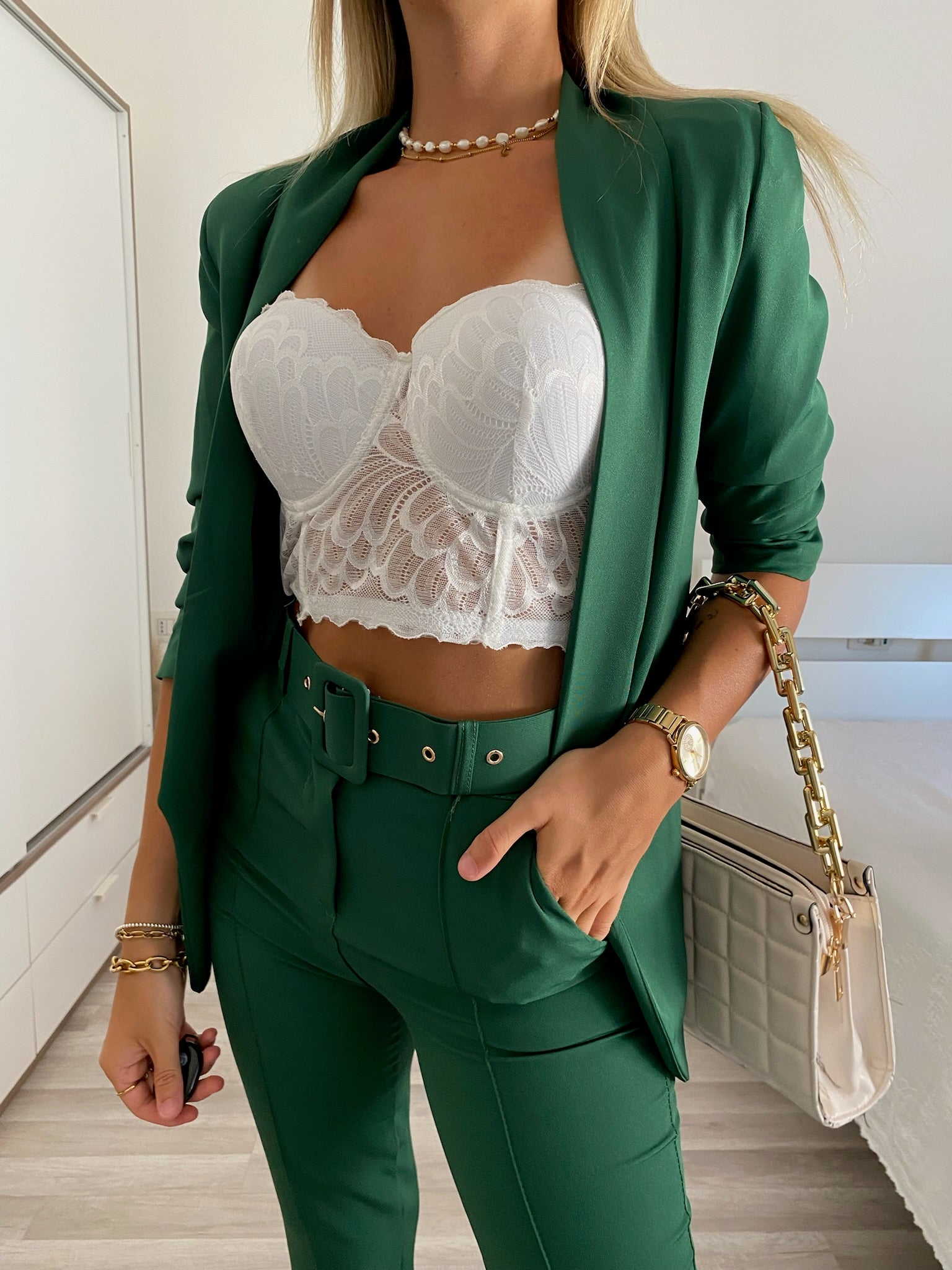 Completo giacca e pantalone verde - R.a. Boutique 