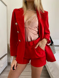 Completo giacca con bottoni e short rosso - R.a. Boutique 