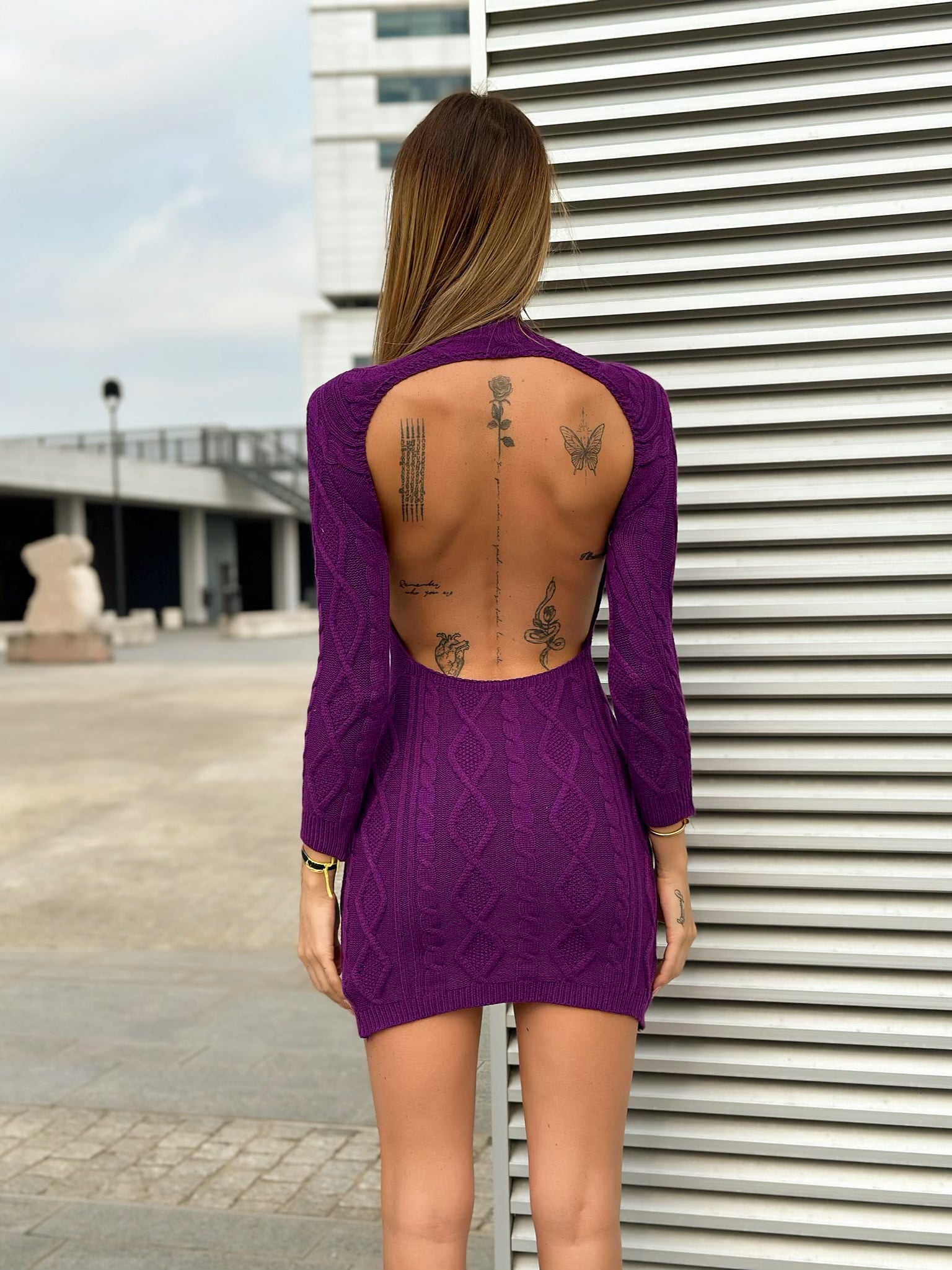 Abito a trecce schiena aperta purple - R.a. Boutique 