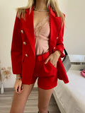 Completo giacca con bottoni e short rosso - R.a. Boutique 