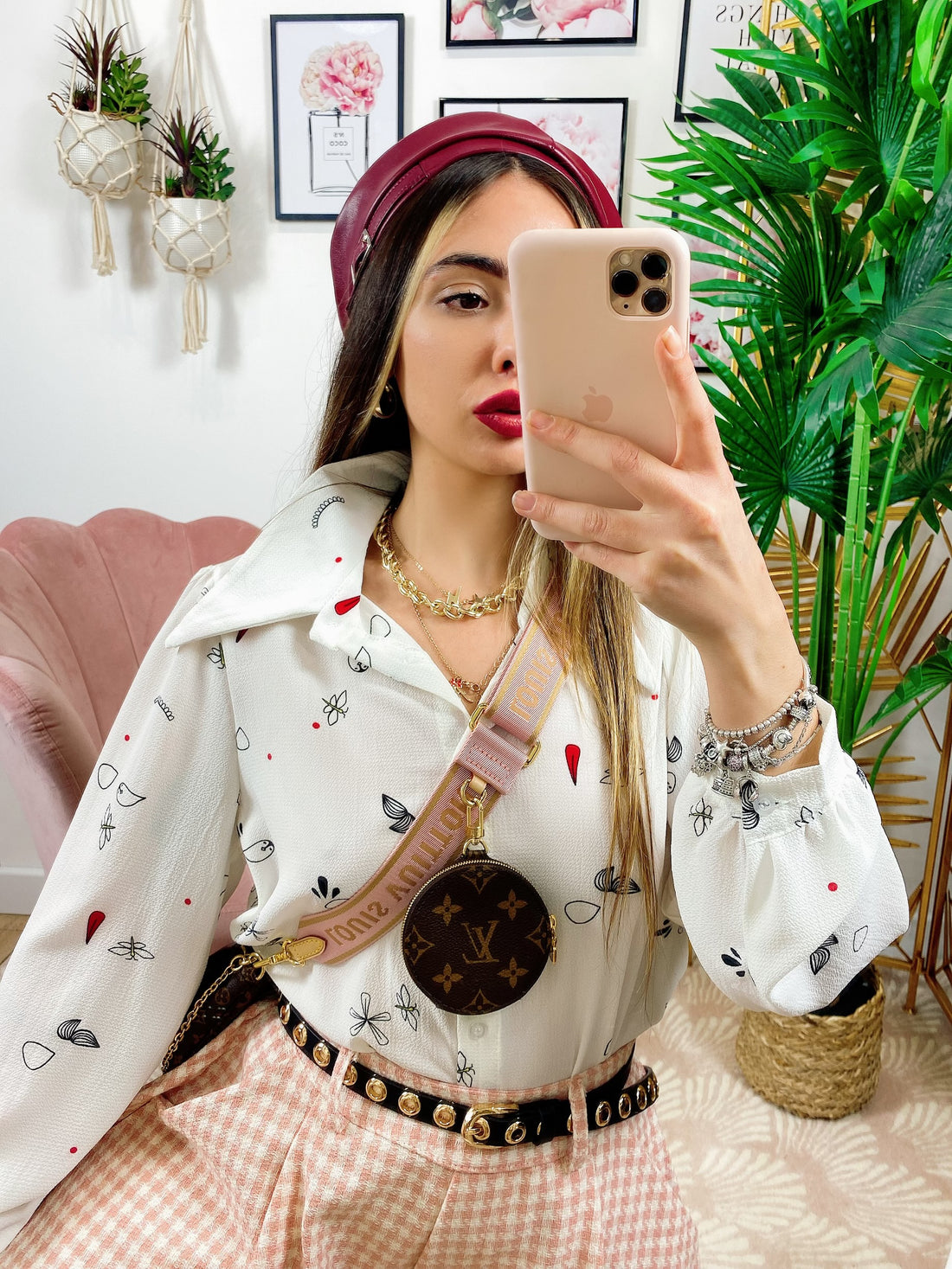 Camicetta con stampa dettagli Rossi - R.a. Boutique 