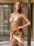 Bikini con incroci oro - R.a. Boutique 