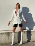 Blazer bianco con cintura - R.a. Boutique 