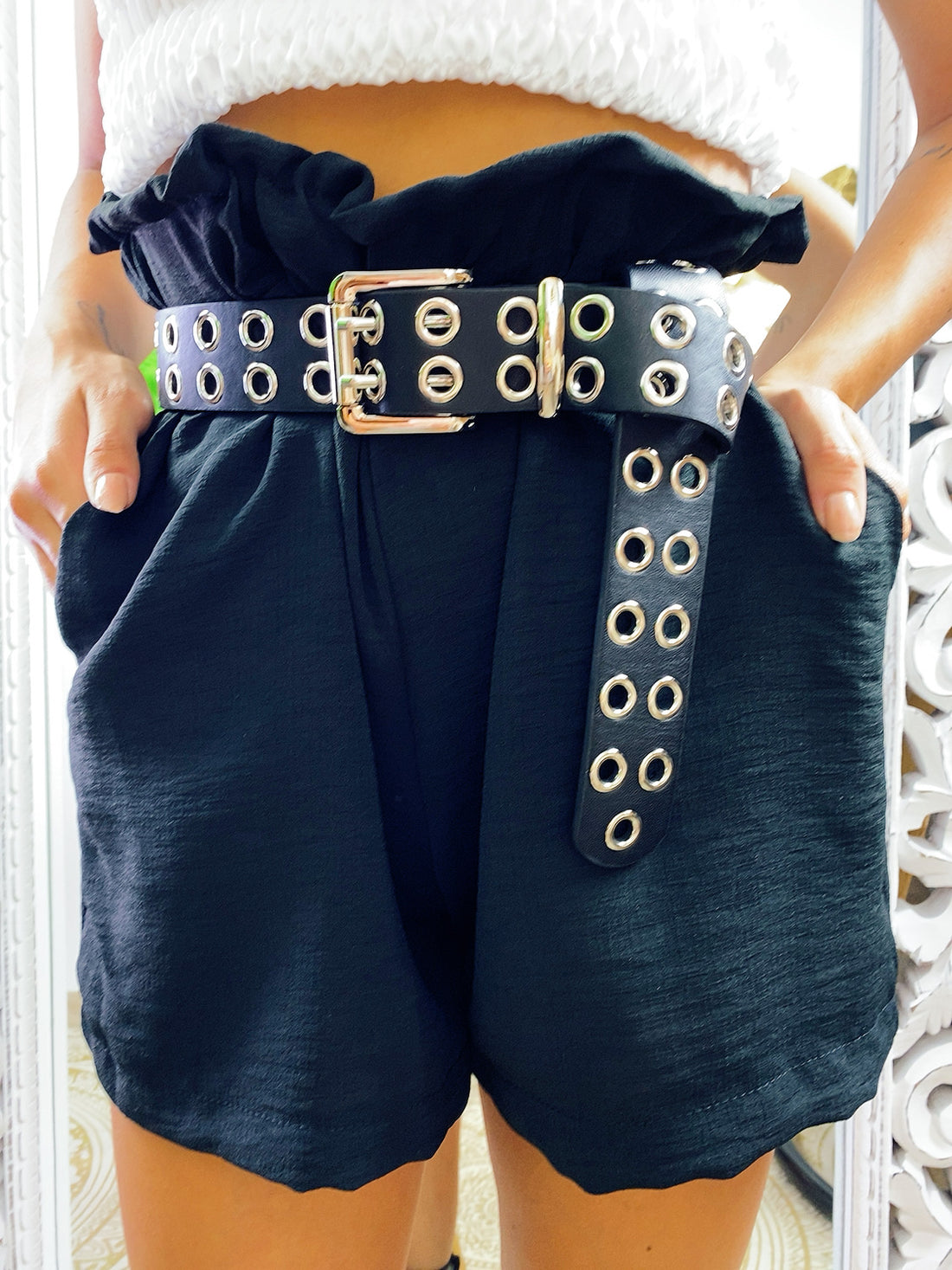 Short nero con elastico - R.a. Boutique 