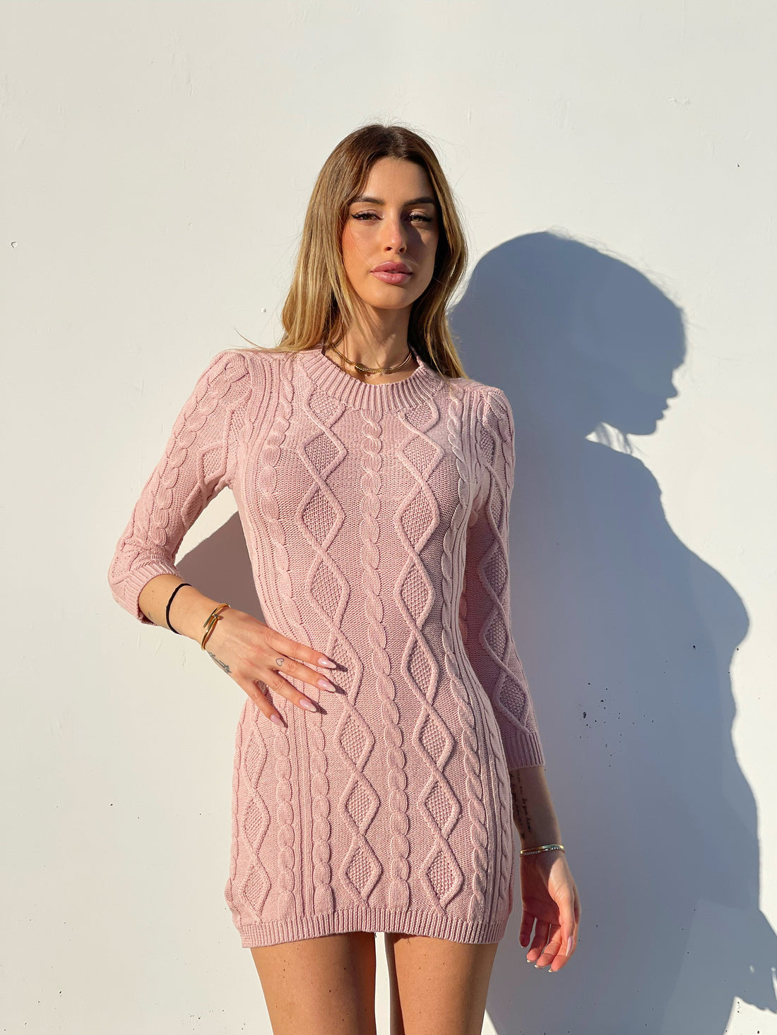 Abito a trecce schiena aperta rosa - R.a. Boutique 