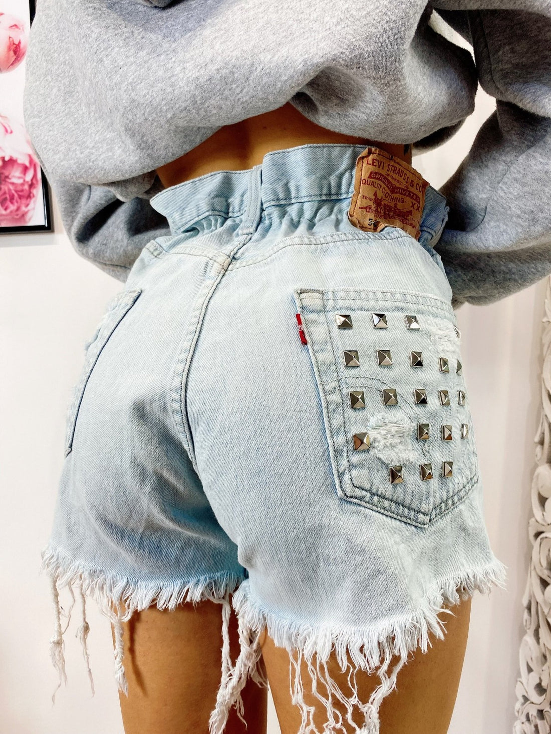 Short Levi’s Vintage con Borchie bagno Chiaro - R.a. Boutique 