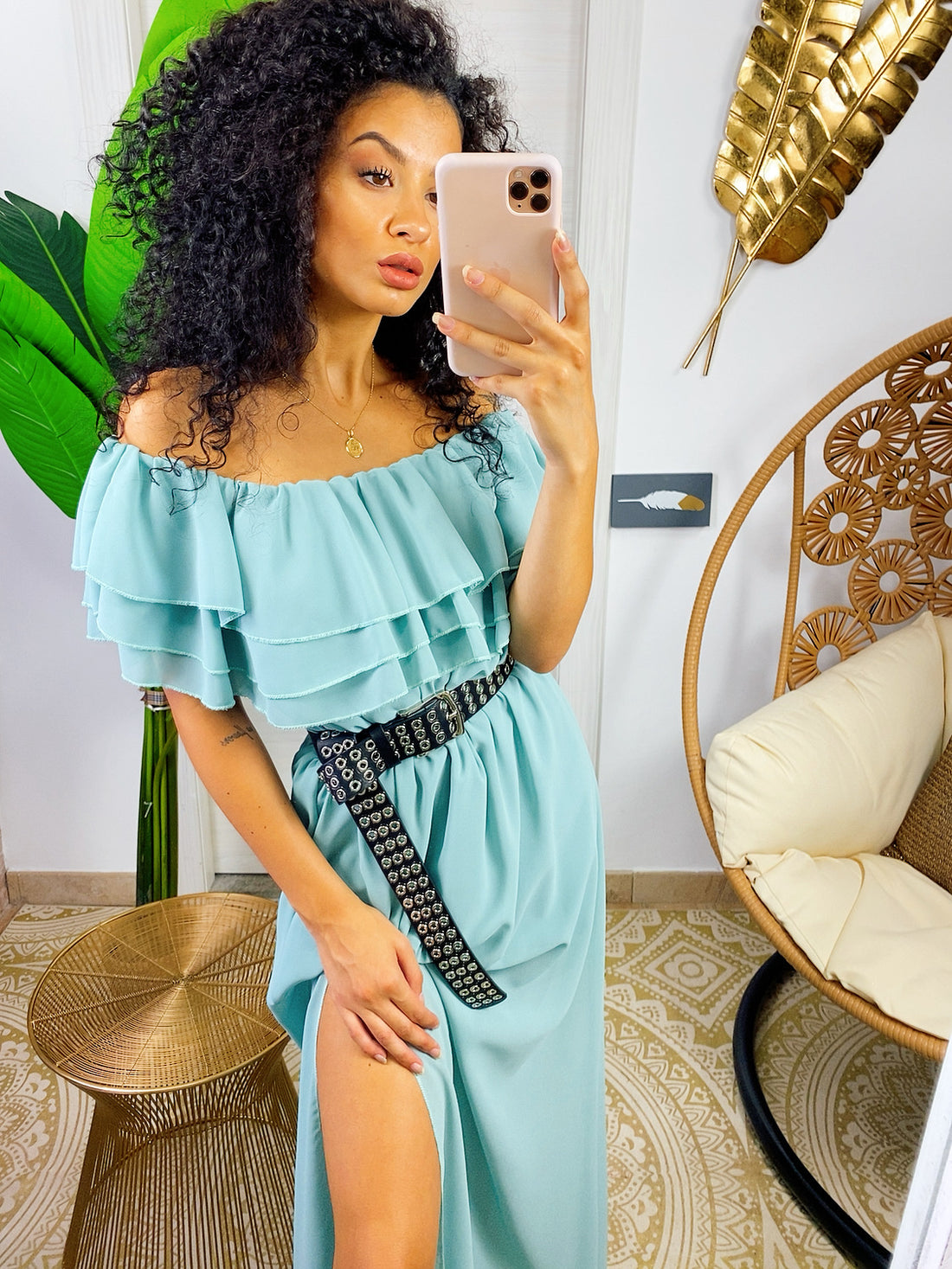 Abito lungo con balza - R.a. Boutique 