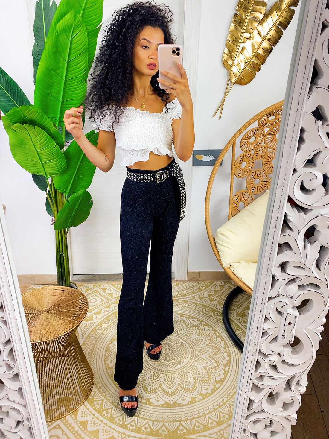 Pantalone a zampa nero - R.a. Boutique 