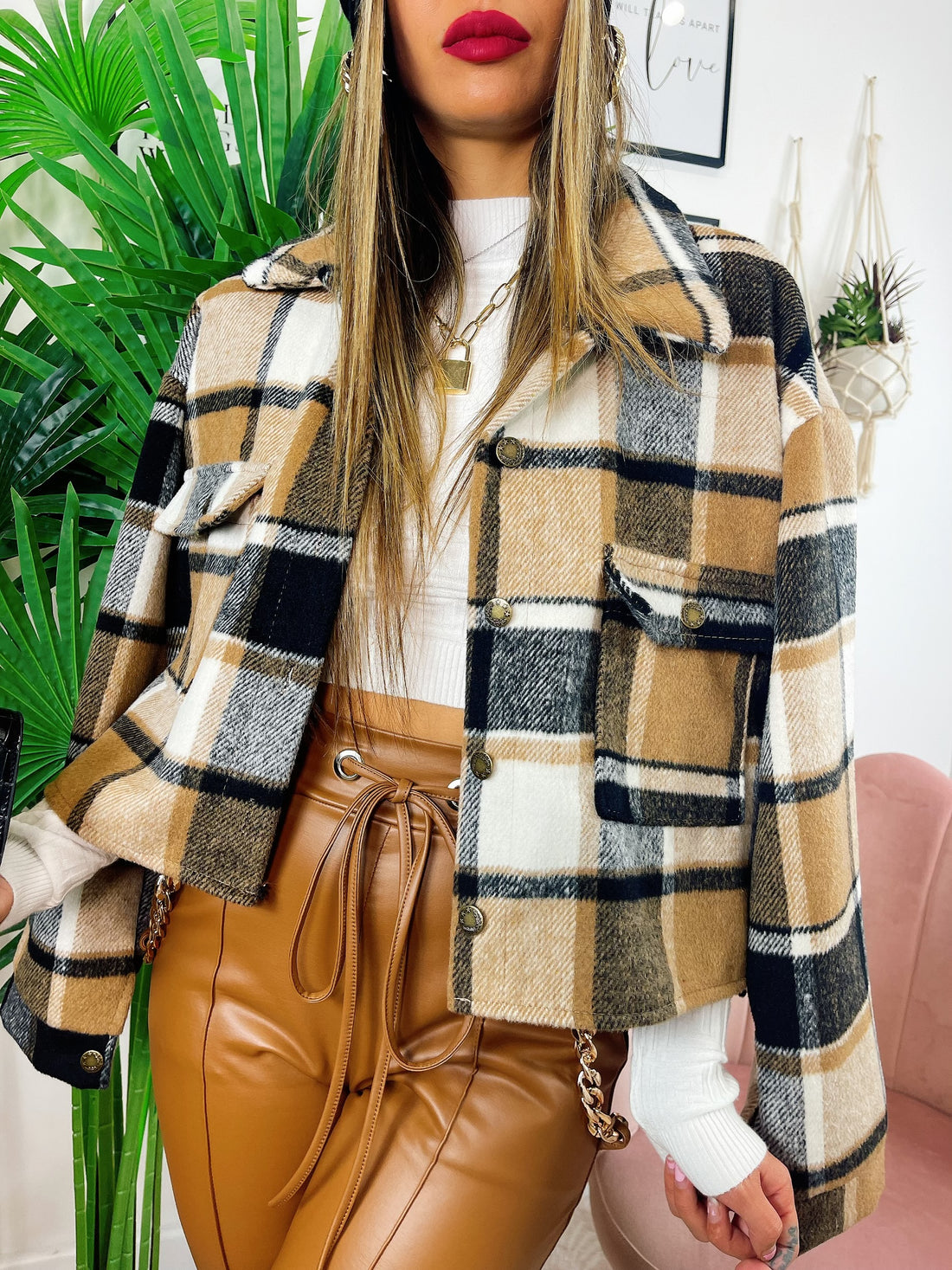 Giacca a quadri Camel Black - R.a. Boutique 