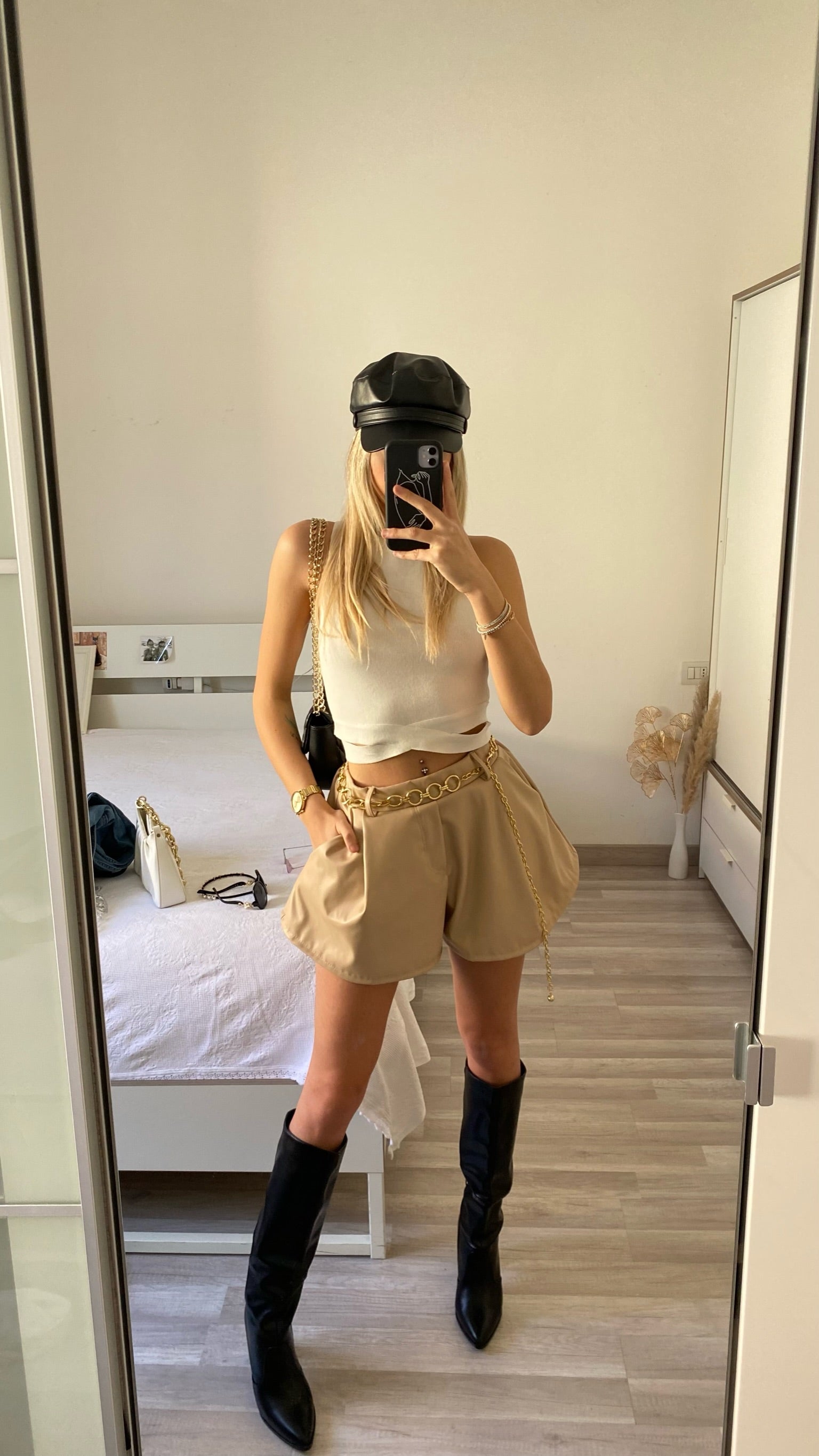 Short in ecopelle Camel - R.a. Boutique 