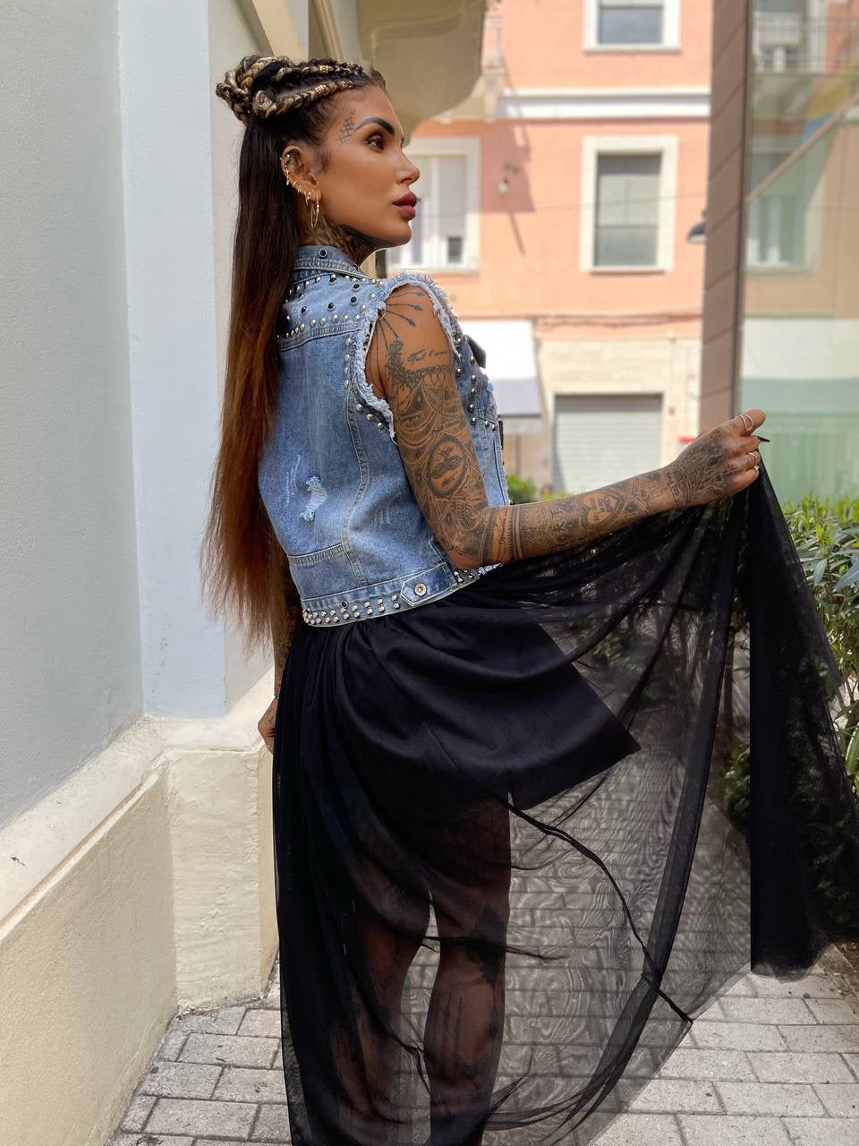 Smanicato di jeans con borchie - R.a. Boutique 