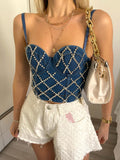 Corpetto in jeans con strass - R.a. Boutique 
