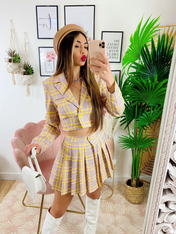 Yellow Short Jacket and Skirt Set - Main Image