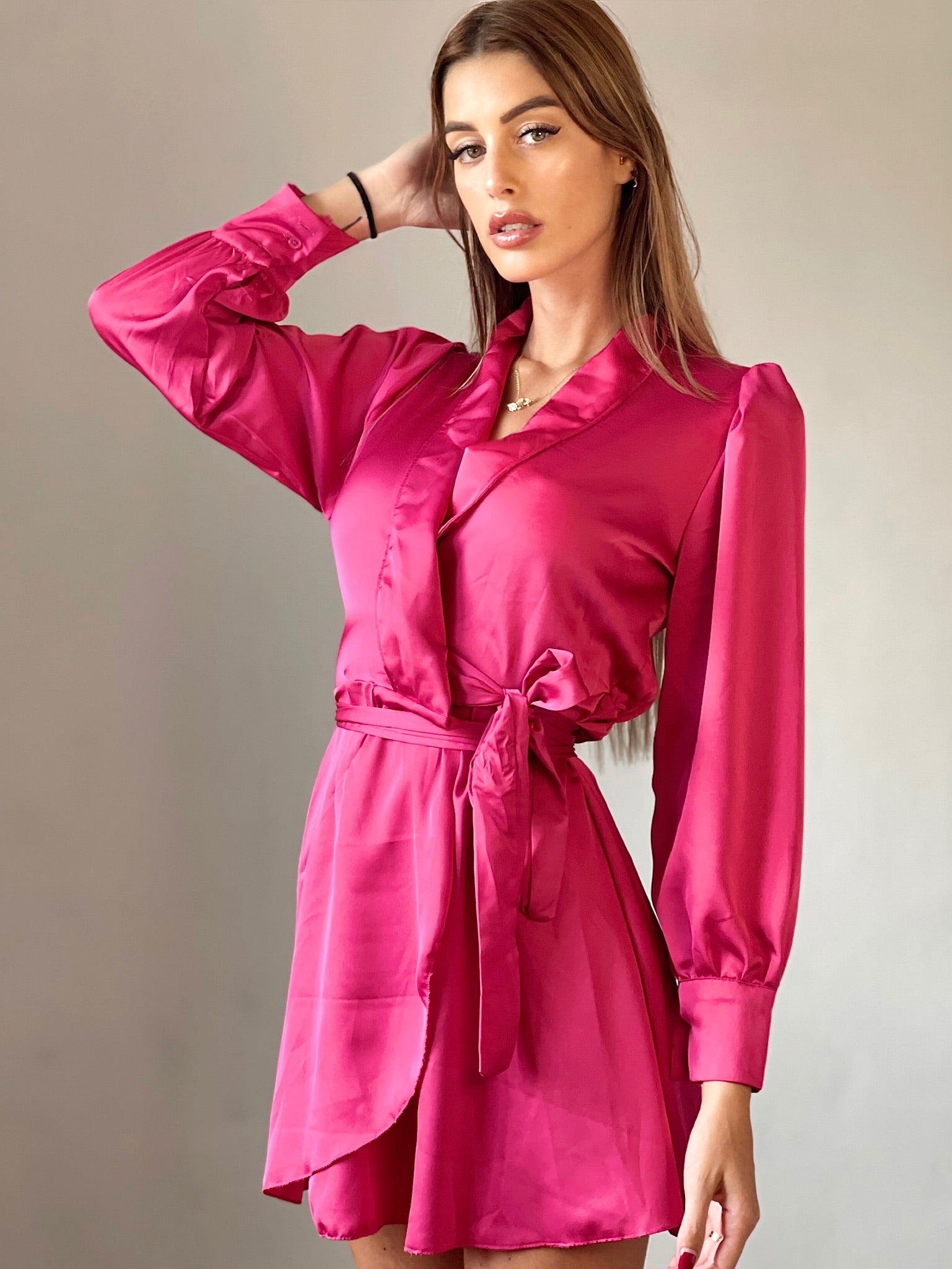 Abito in raso fuxia - R.a. Boutique 