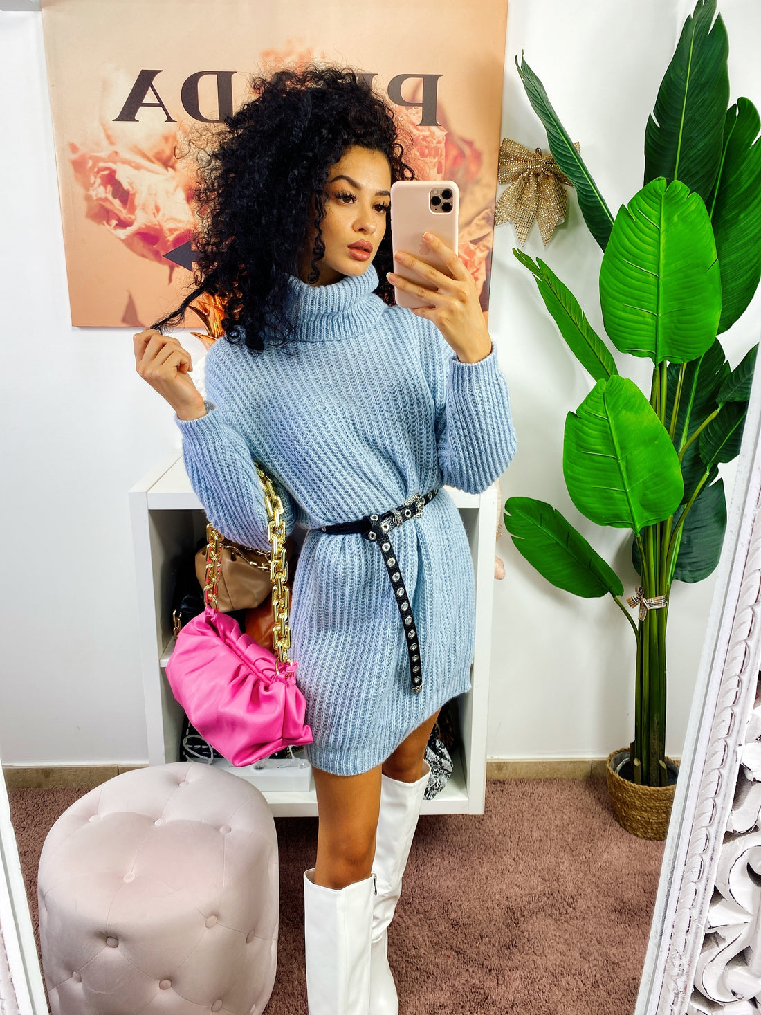 Abito in maglia collo alto carta da zucchero - R.a. Boutique 