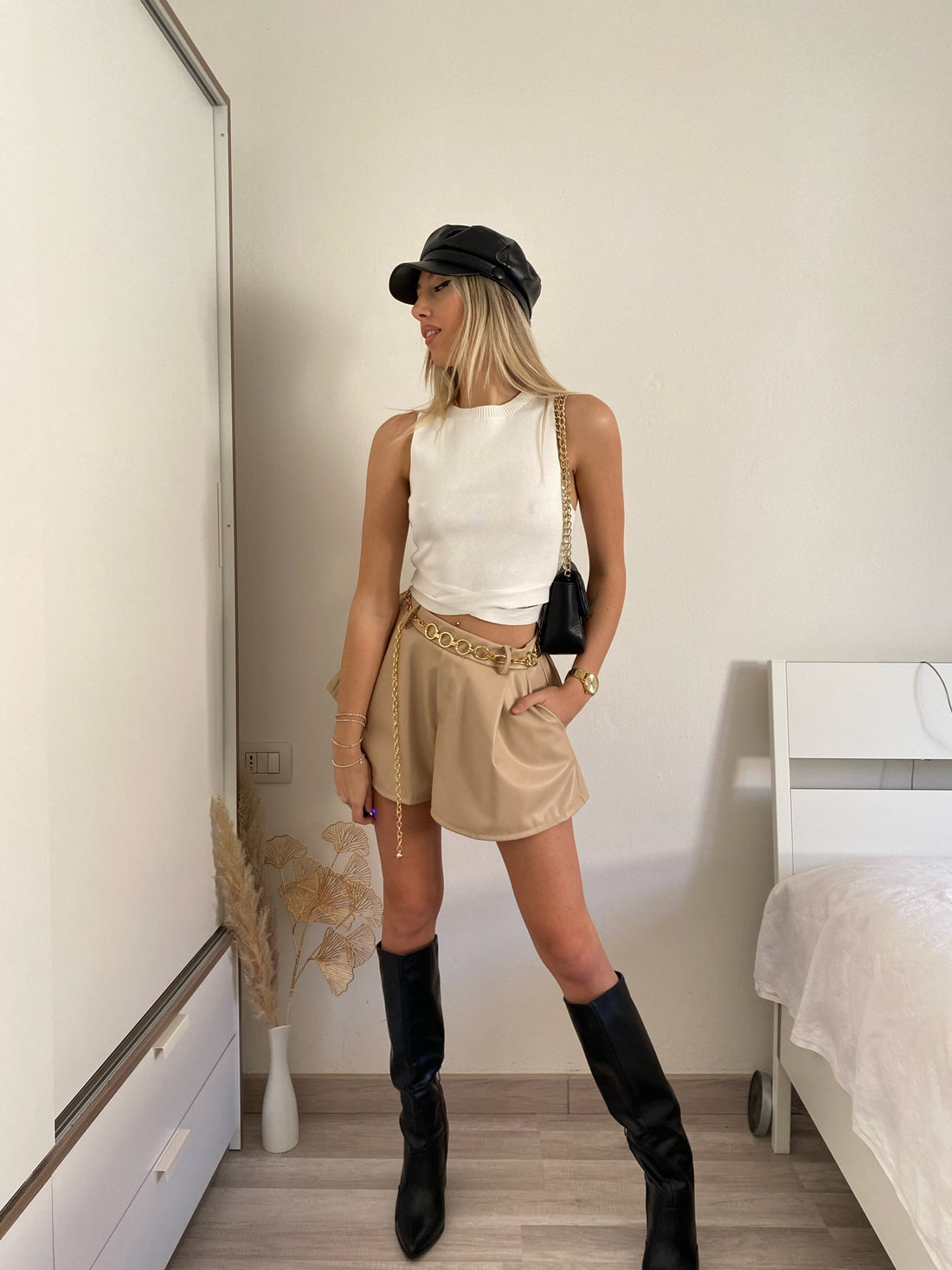 Short in ecopelle Camel - R.a. Boutique 