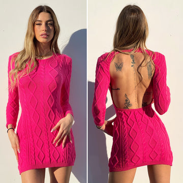 Abito a trecce schiena aperta Fuxia - R.a. Boutique 