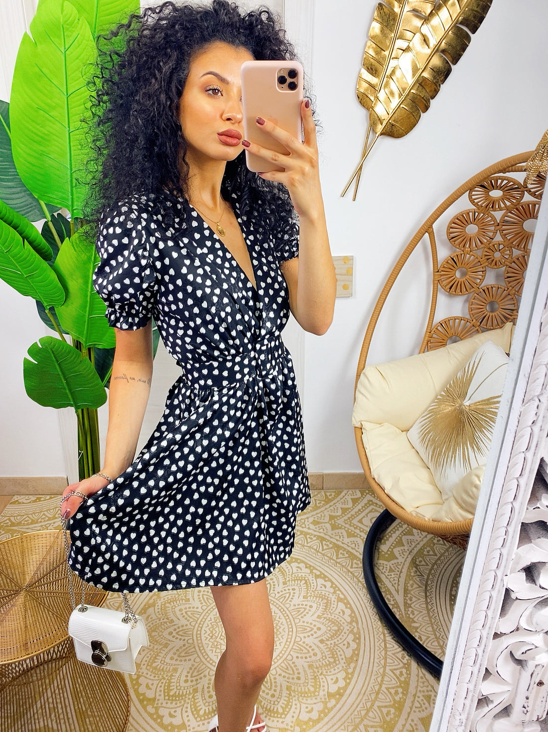 Abito a cuori nero con cintura - R.a. Boutique 