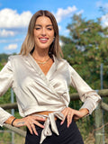 Top in raso beige - R.a. Boutique 