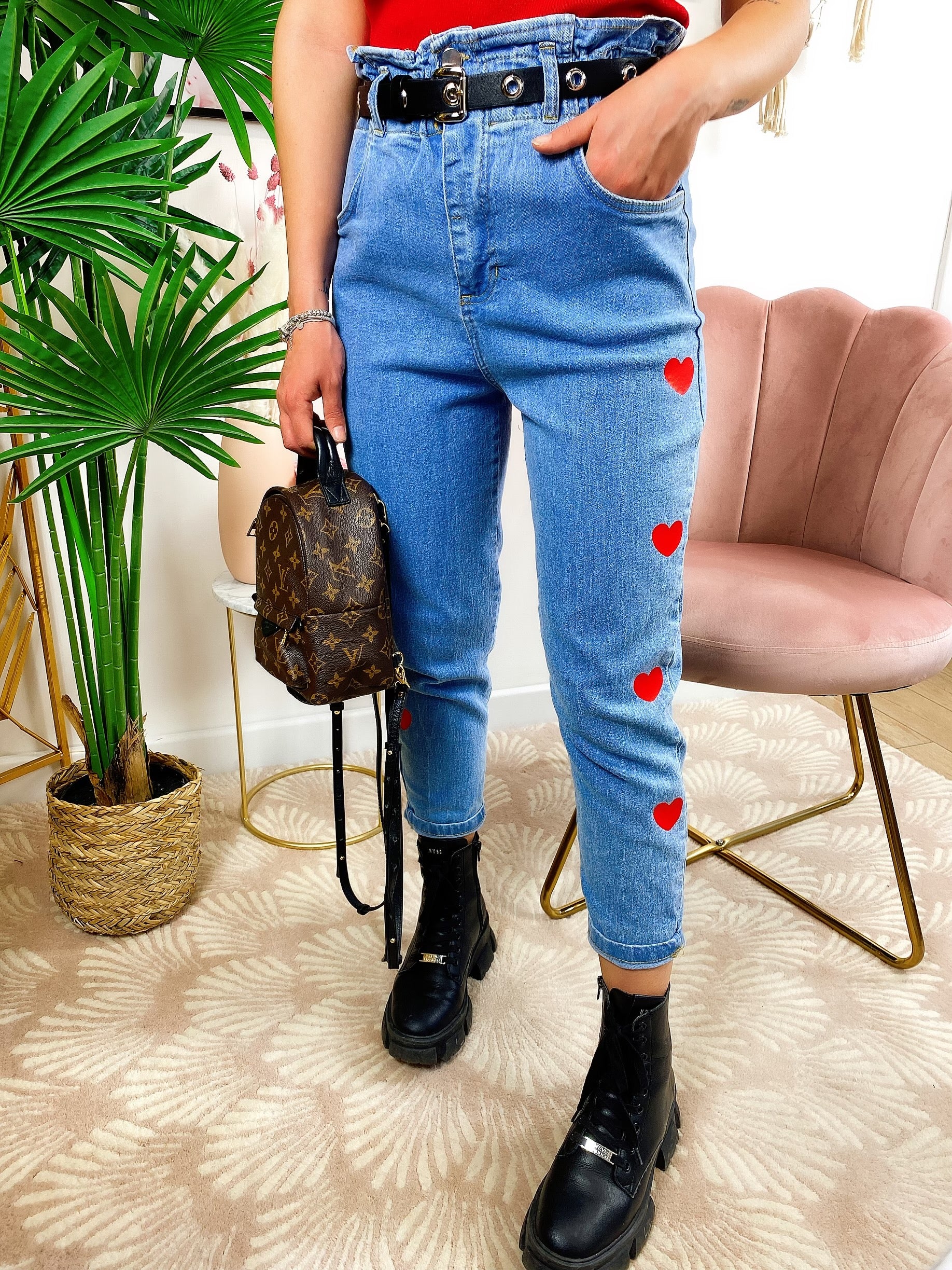 Jeans con cuori Rossi - R.a. Boutique 