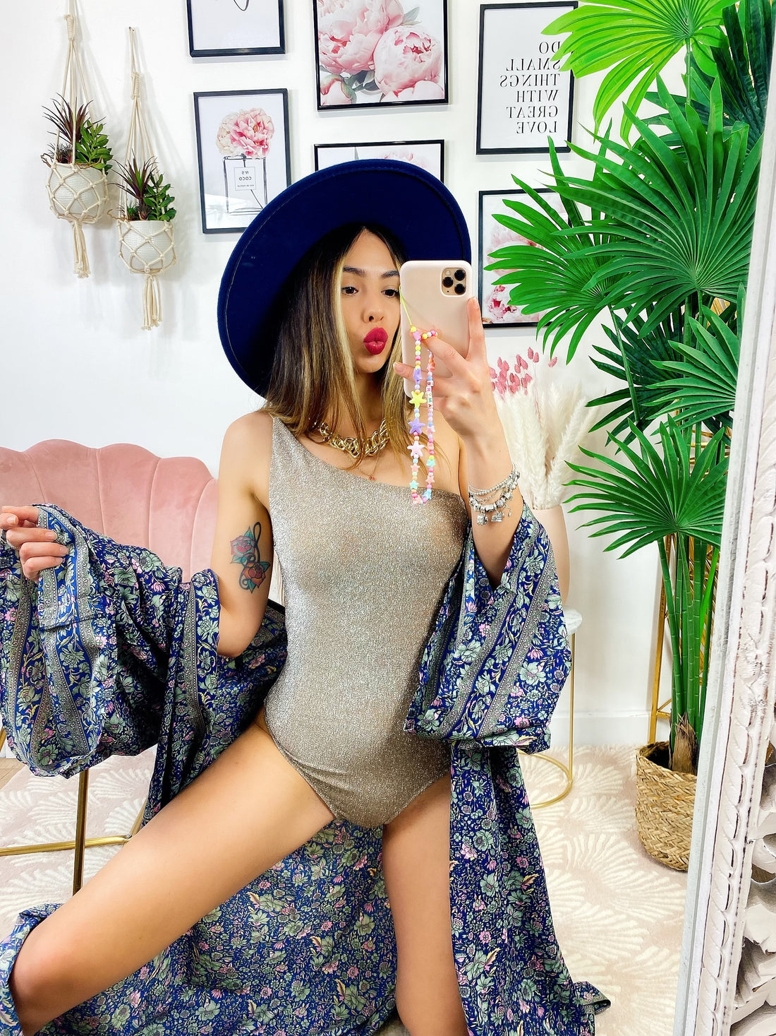 Kimono blu oro rosa - R.a. Boutique 