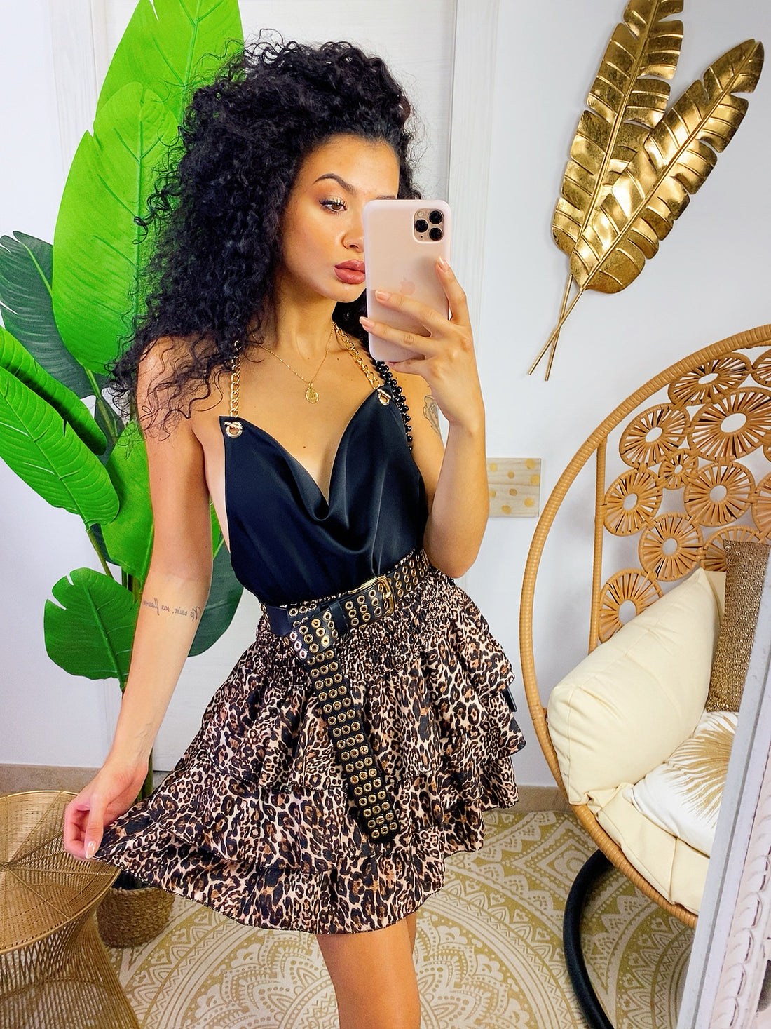 Gonna a balze maculata scura - R.a. Boutique 