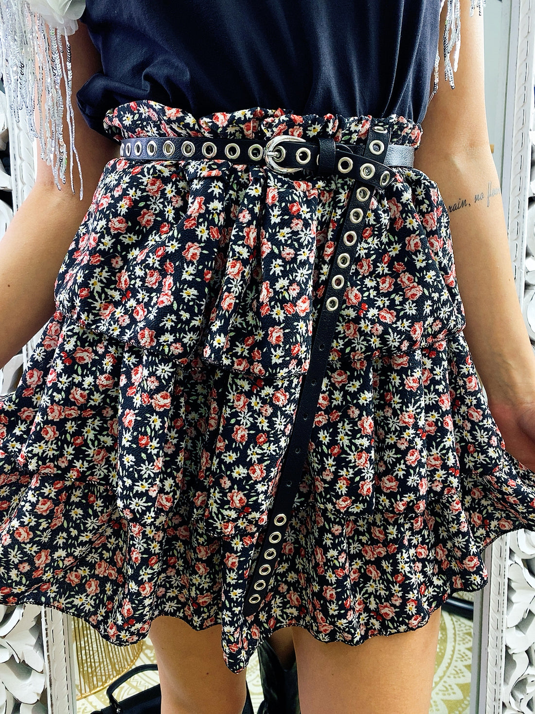 Gonna a balze con fiorellini - R.a. Boutique 