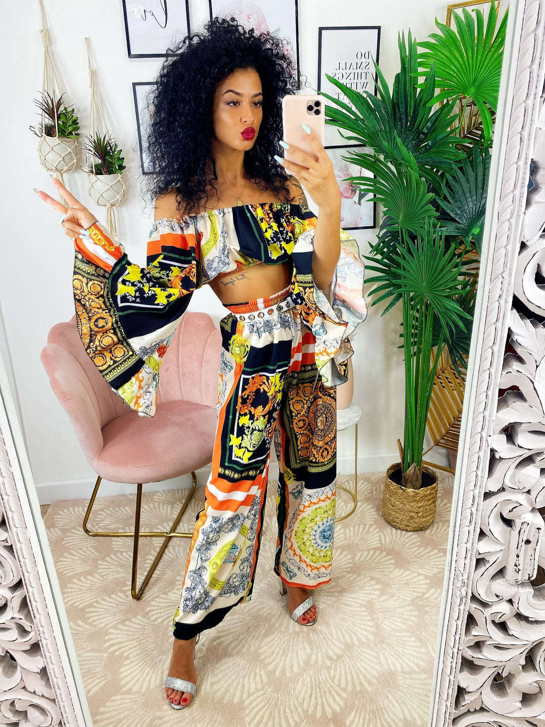 Completo stampa etnica dettagli Arancio - R.a. Boutique 