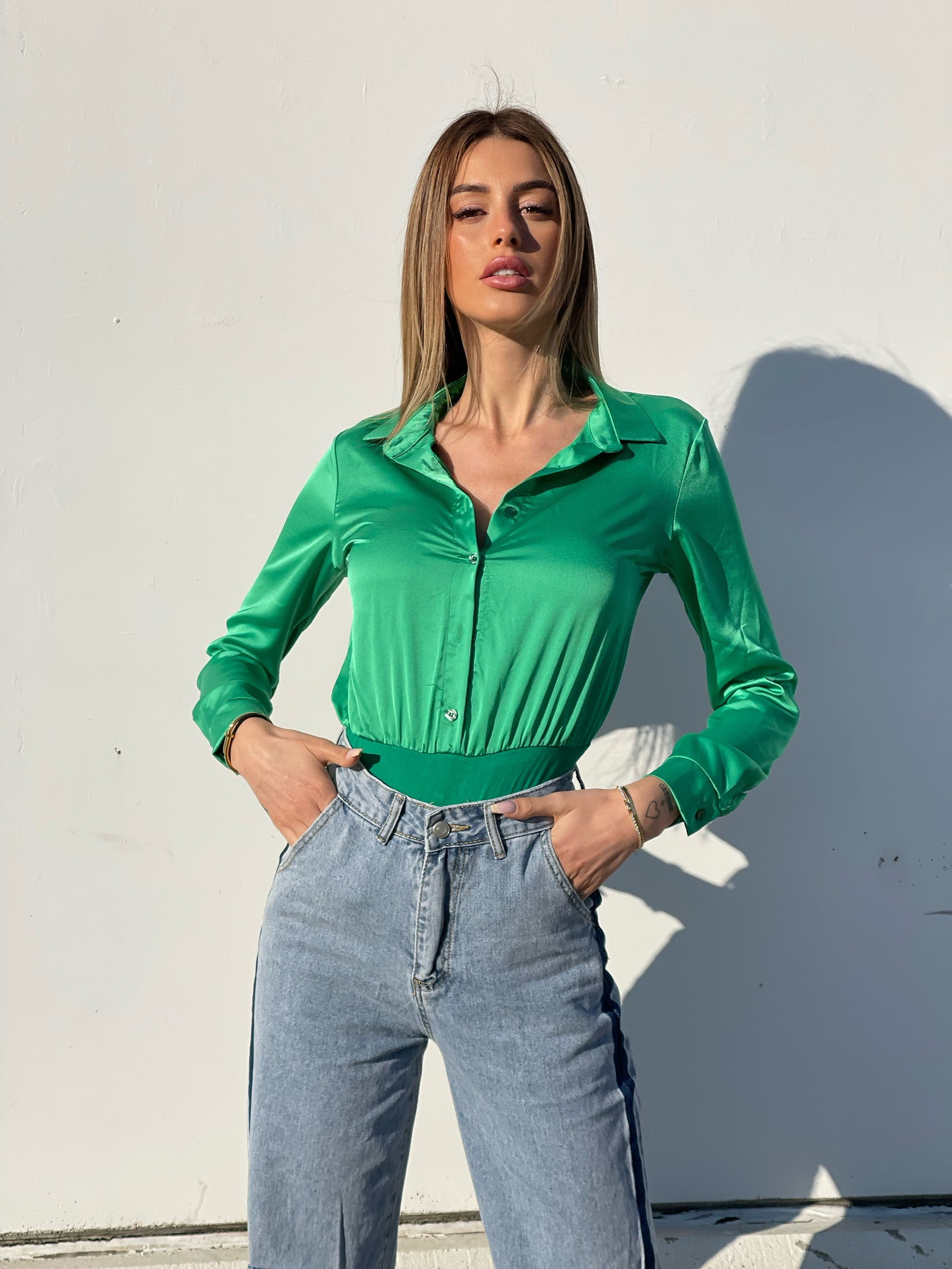 Body camicia verde smeraldo - R.a. Boutique 