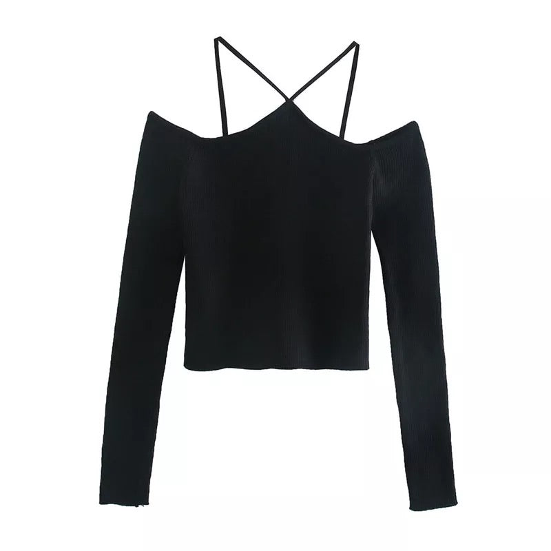 Crop top con incrocio collo - R.a. Boutique 