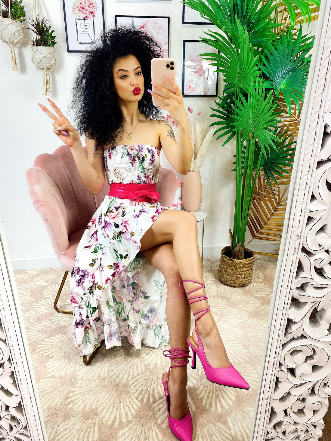 Abito con Gonna asimmetrica fiori lilla - R.a. Boutique 