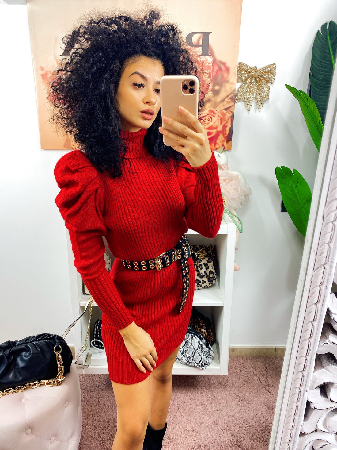 Abito in maglia aderente con manica bombata - R.a. Boutique 