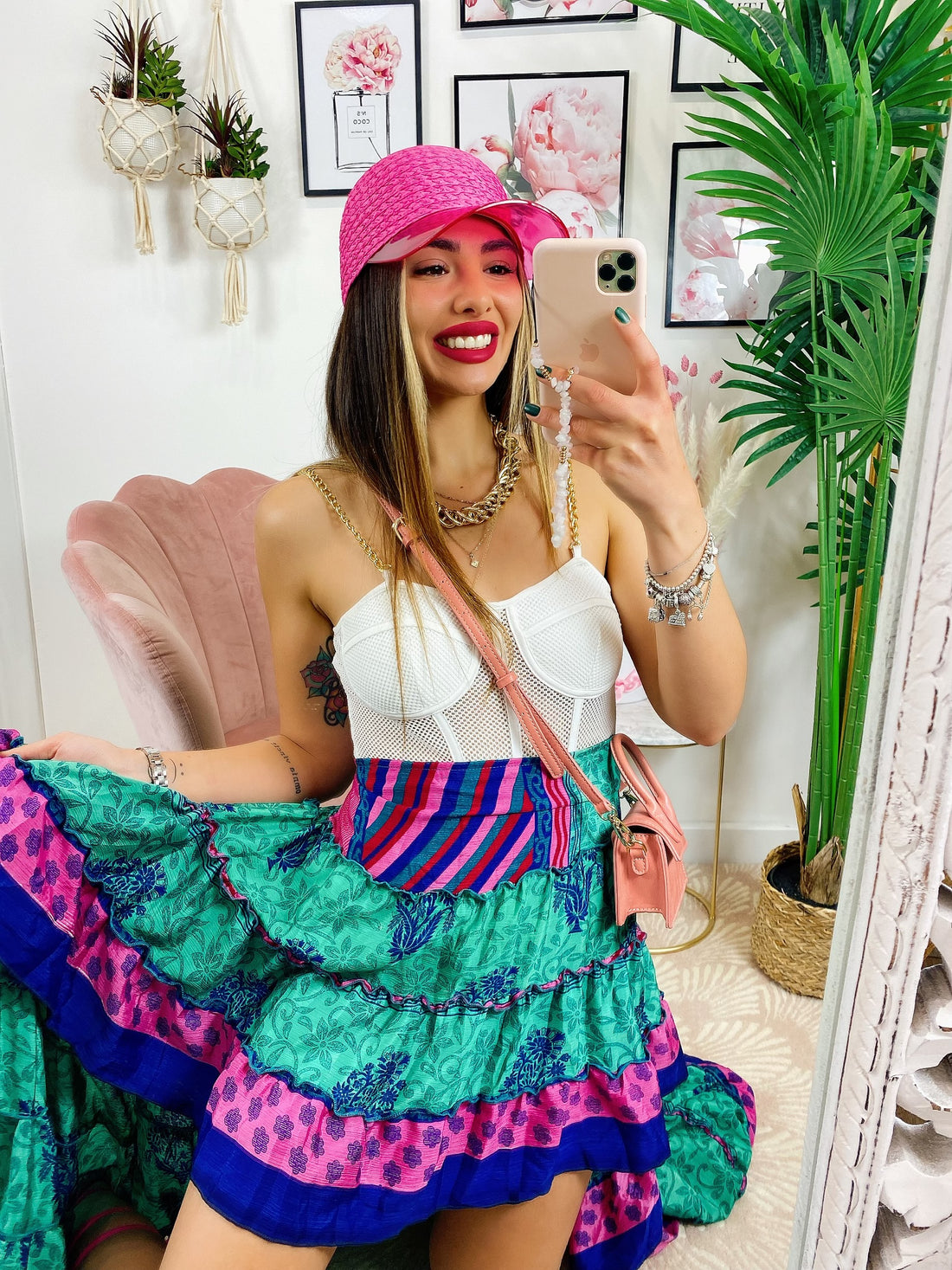 Gonna asimmetrica verde Fuxia blu - R.a. Boutique 