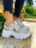 Sneakers Beige  con dettaglio pitonato - R.a. Boutique 