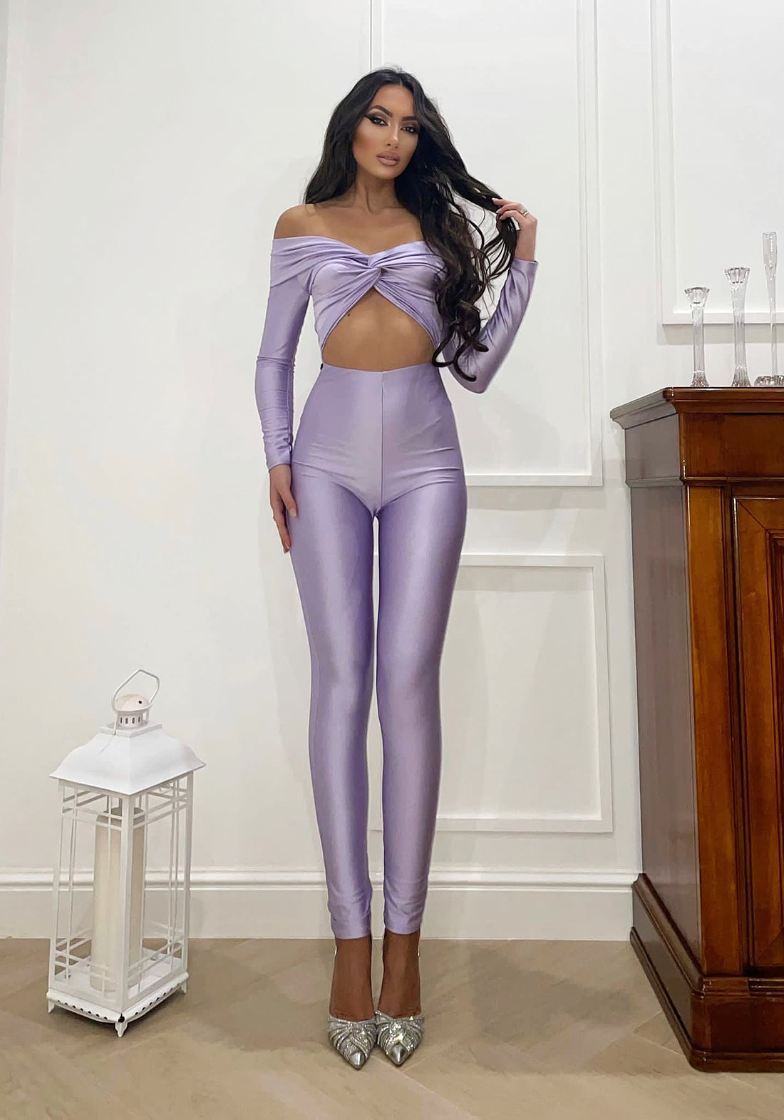 Tuta aderente con nodo lilla - R.a. Boutique 