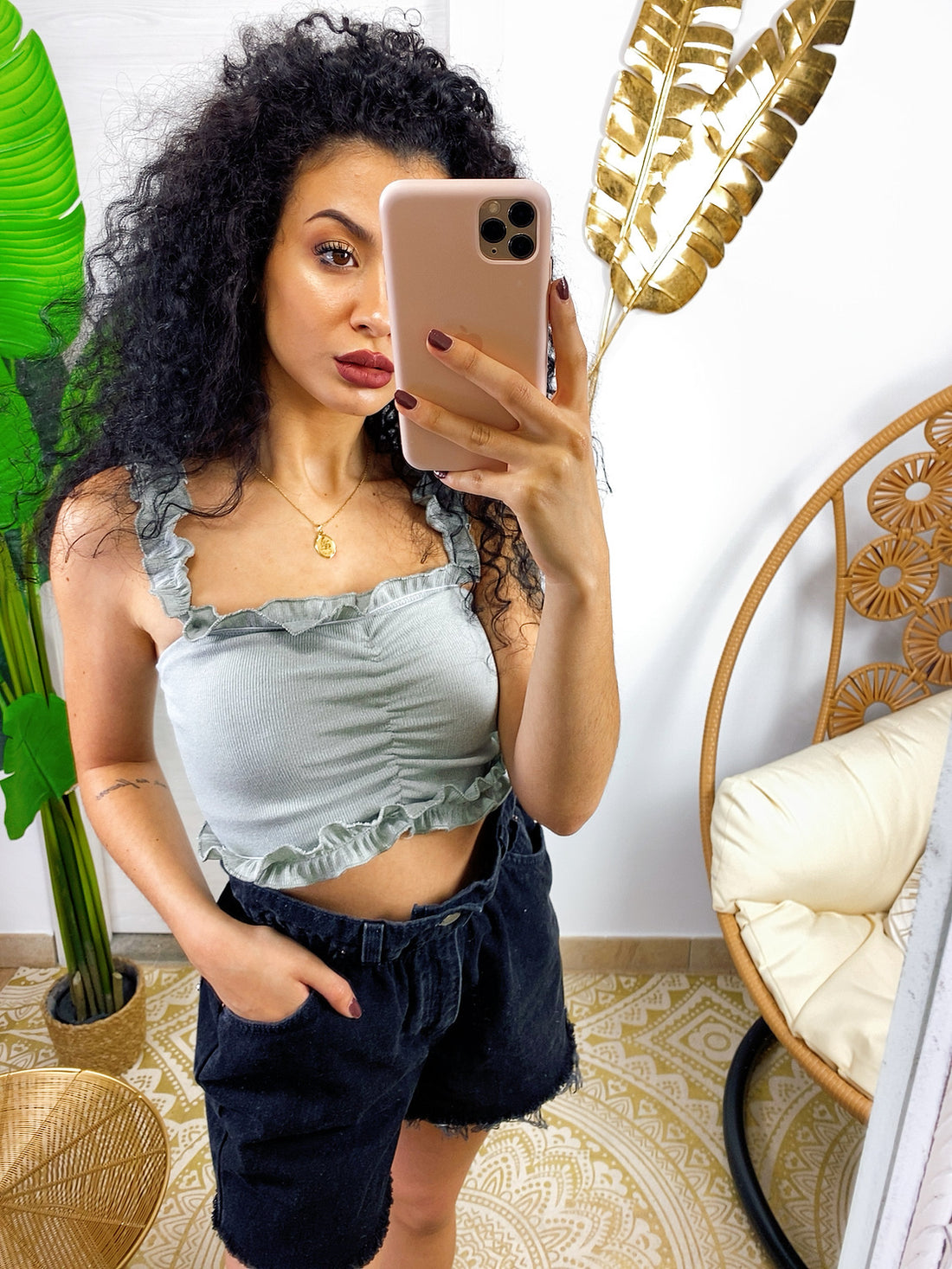 Top grigio con rouches - R.a. Boutique 